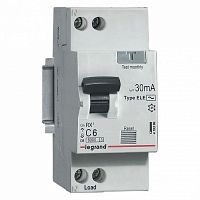 Автоматический выключатель дифференциального тока Legrand АВДТ RX3 419396 (1P+N) C 6A 30mA